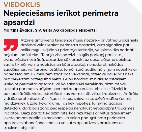 Viedoklis par nepieciešamību ierīkot perimetra apsardzi